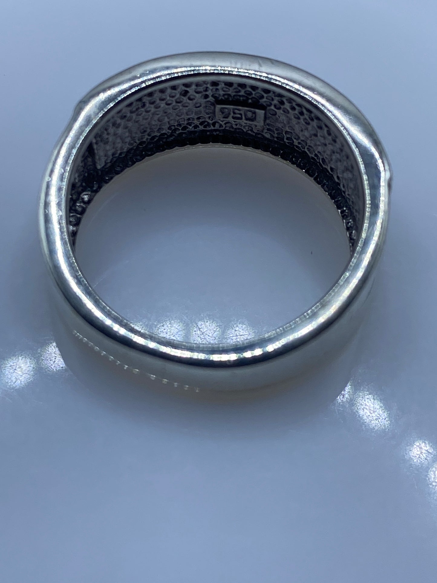Anillo de Plata .950 Ópalo de Fuego Azul Geométrico — foto 5