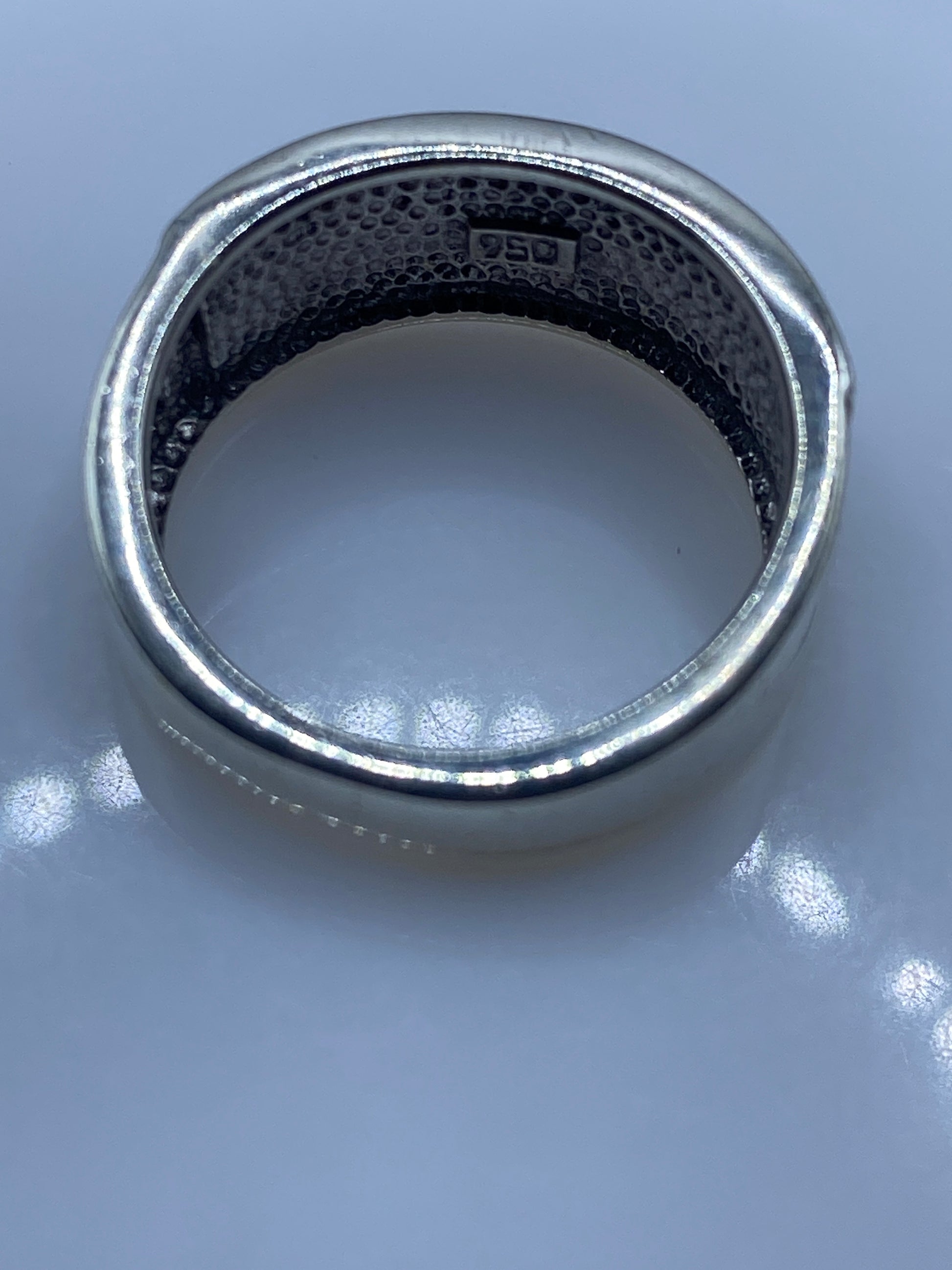 Anillo de Plata .950 Ópalo de Fuego Azul Geométrico — foto 5