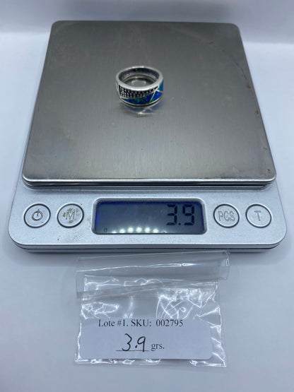 Anillo de Plata .950 Ópalo de Fuego Azul Geométrico — foto 6