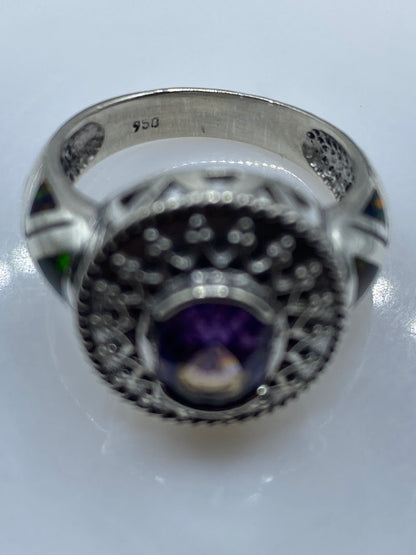 Anillo de Plata Ópalo de Fuego Multicolor — Solitario Único — foto 5