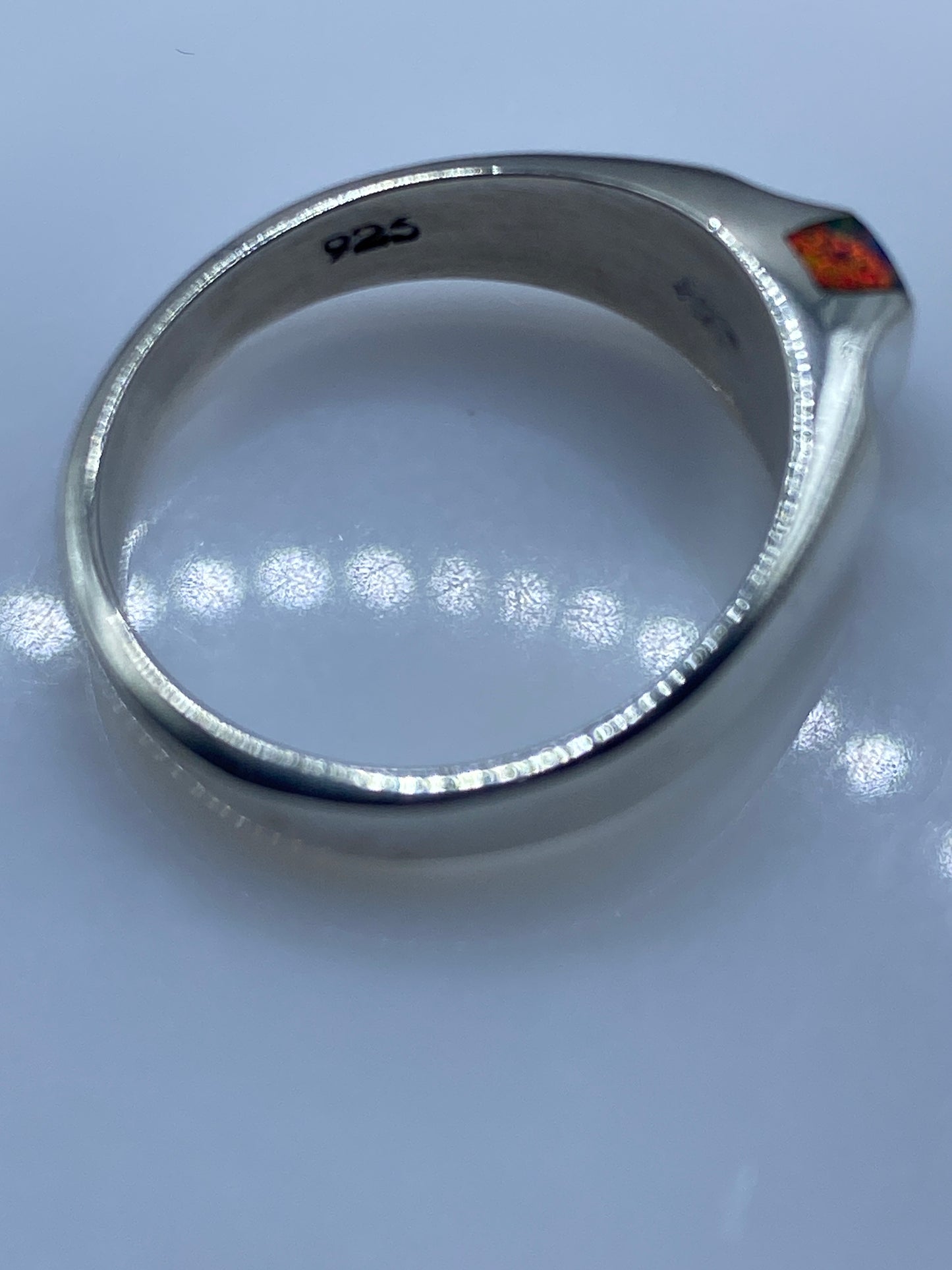 Anillo de Plata Ópalo de Fuego Azul — Solitario Moderno — foto 5