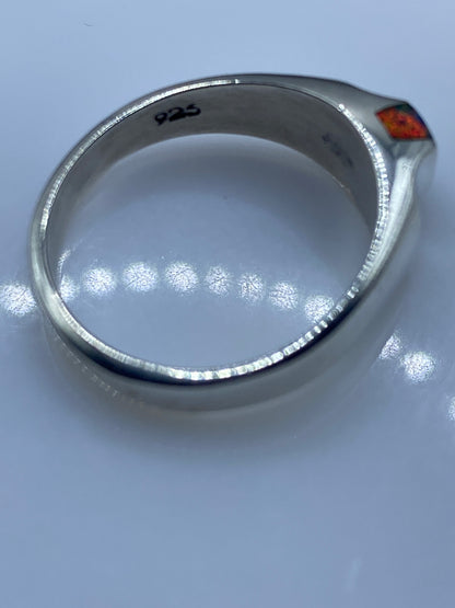 Anillo de Plata Ópalo de Fuego Azul — Solitario Moderno — foto 5