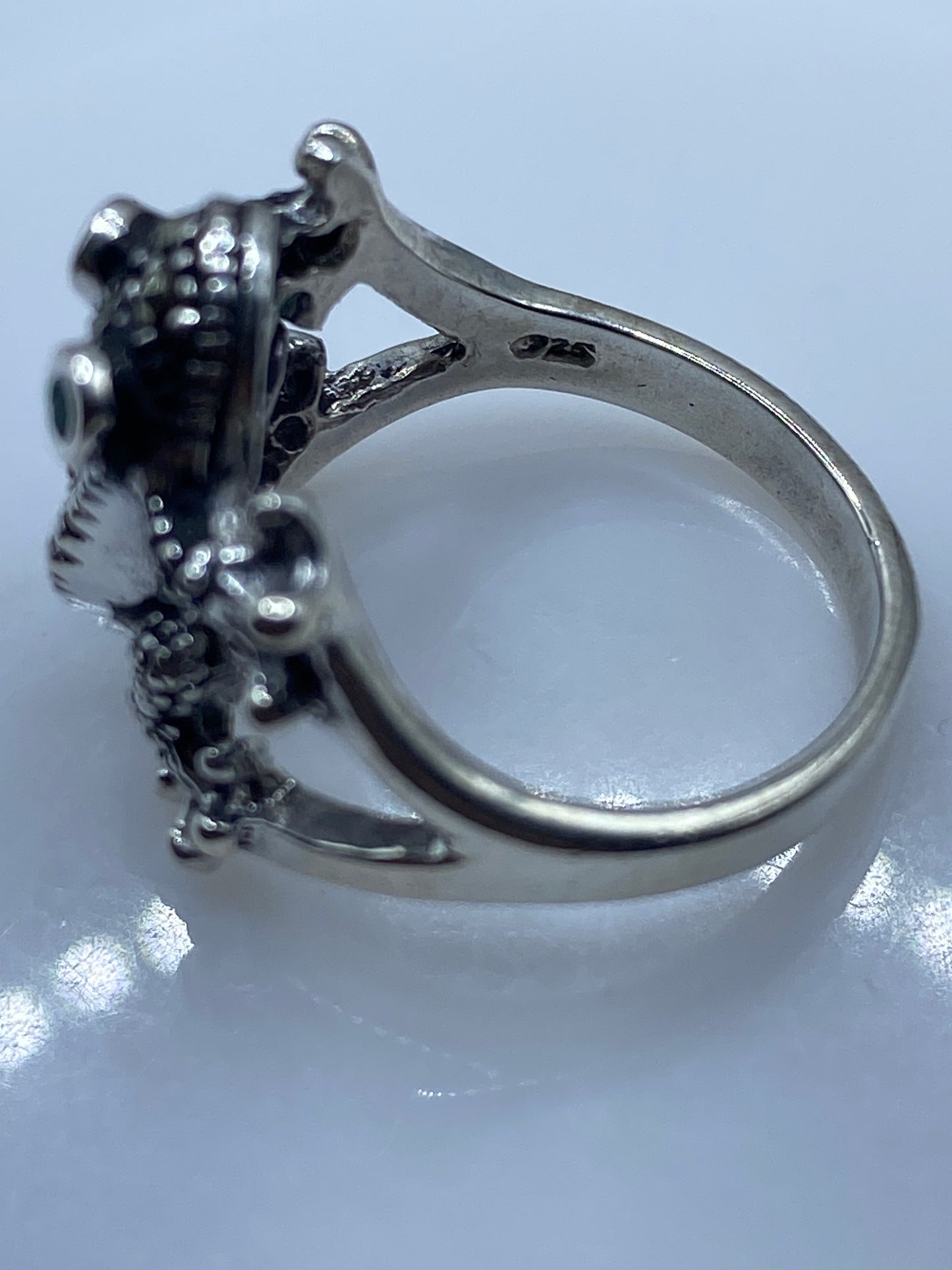 Anillo Sapo de Plata .925 con Ojos de Piedra Natural — foto 5