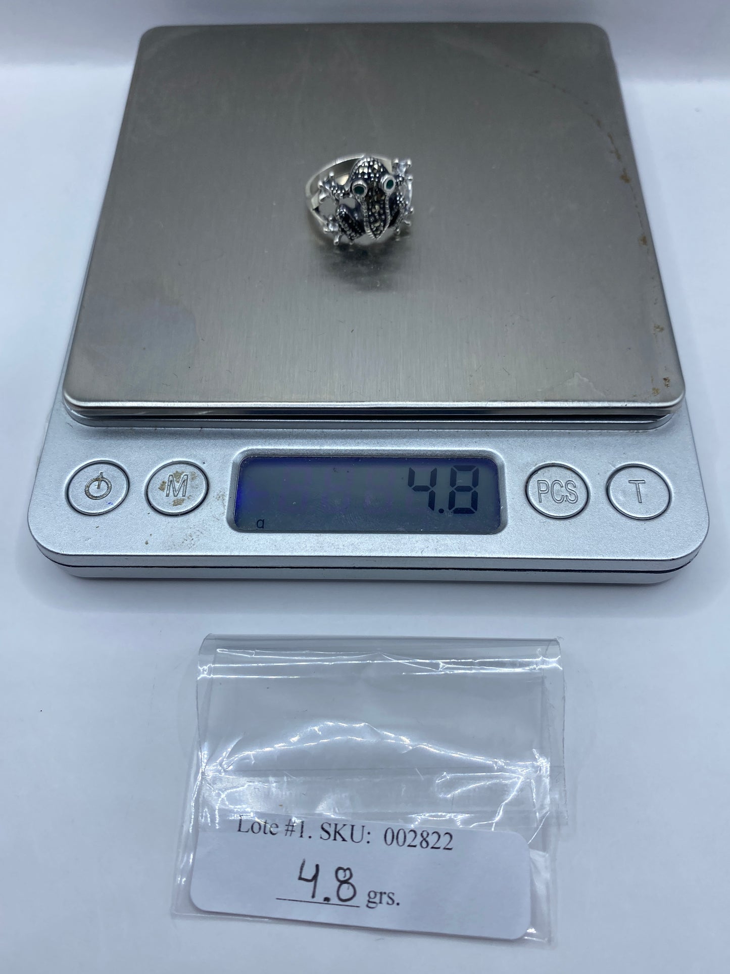 Anillo Sapo de Plata .925 con Ojos de Piedra Natural — foto 6
