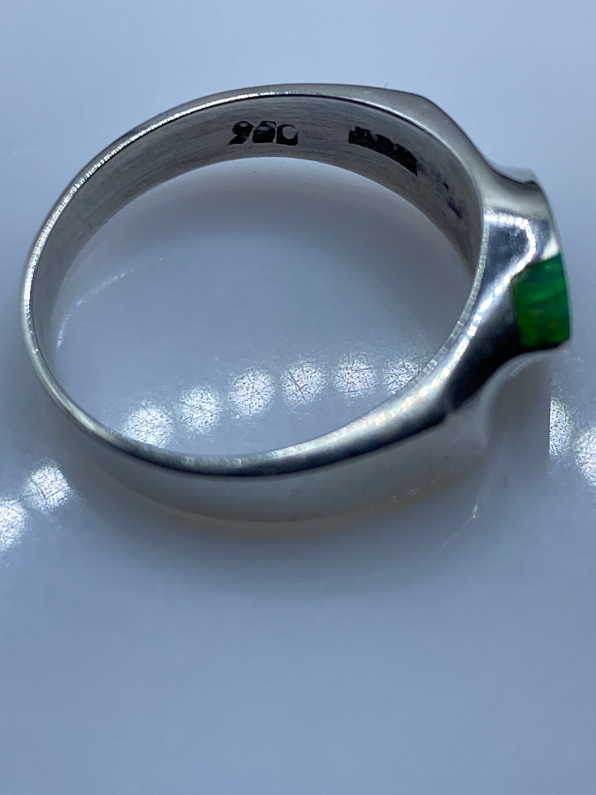 Anillo de Plata Ópalo de Fuego Verde Limón — Diseño Contemporáneo — foto 5