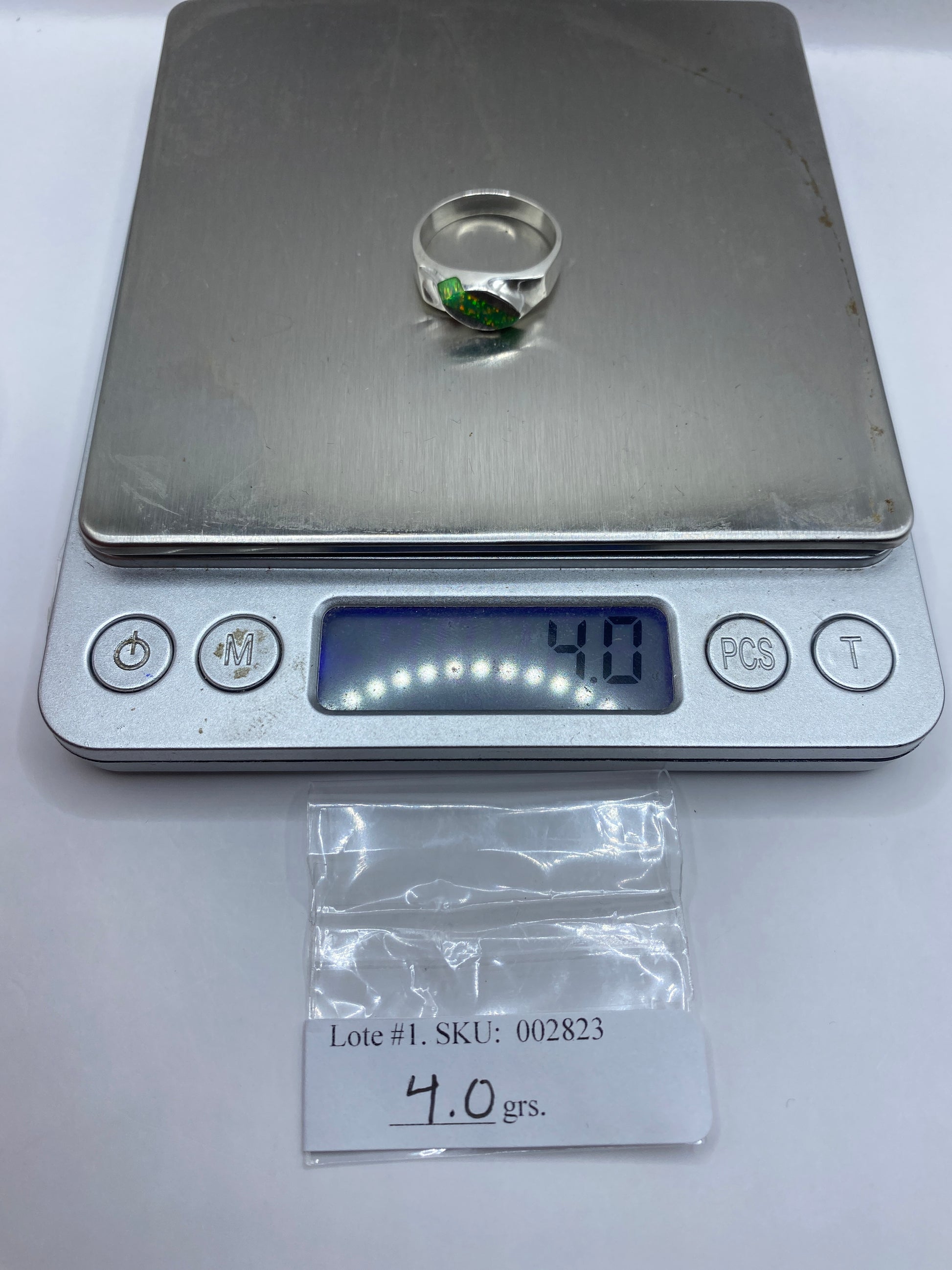 Anillo de Plata Ópalo de Fuego Verde Limón — Diseño Contemporáneo — foto 6