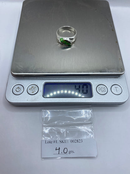 Anillo de Plata Ópalo de Fuego Verde Limón — Diseño Contemporáneo — foto 6