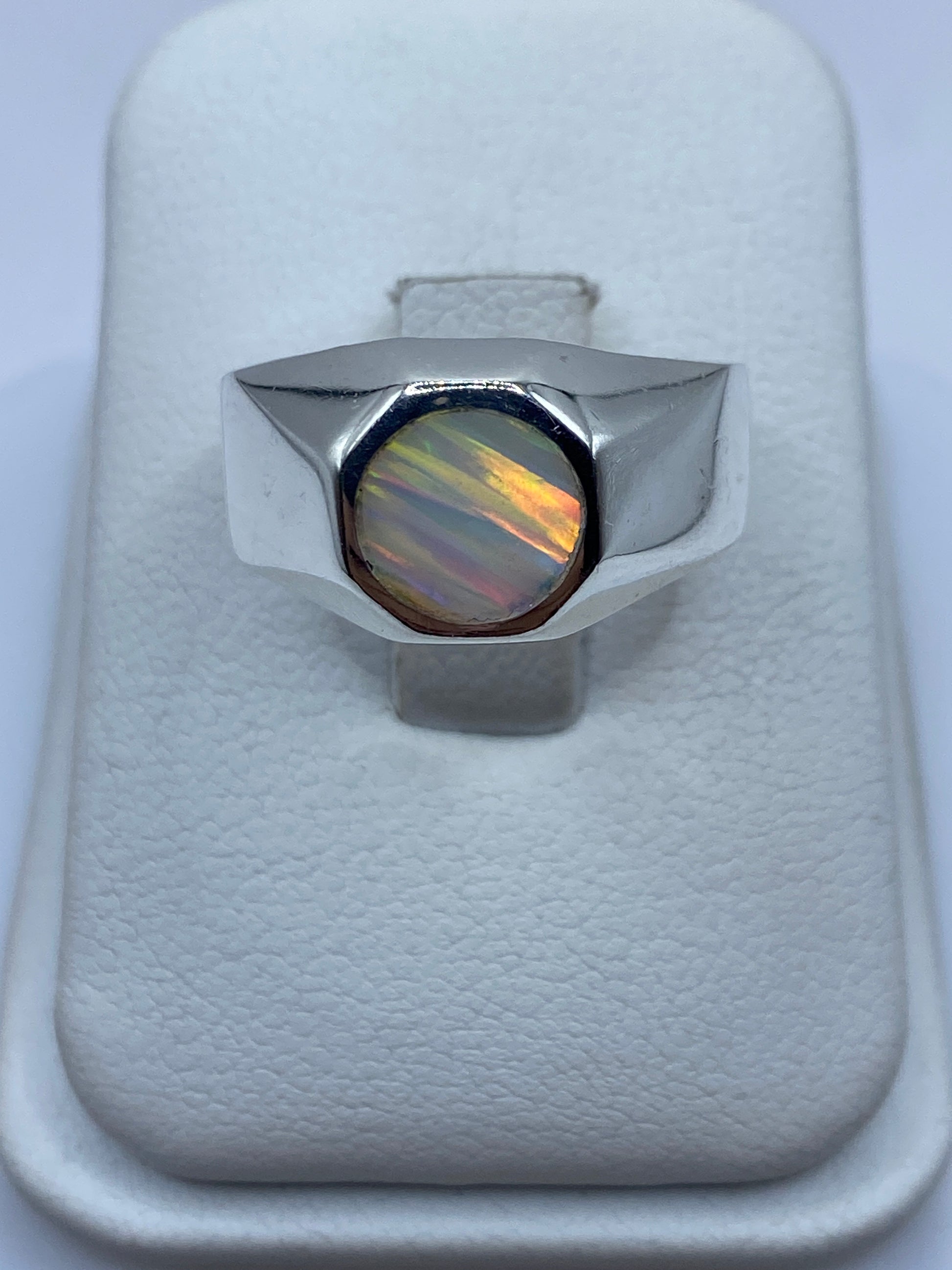 Anillo Plata Ópalo de Fuego Multicolor — Sello Taxco .925 — foto 1
