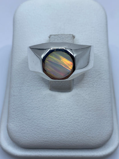 Anillo Plata Ópalo de Fuego Multicolor — Sello Taxco .925 — foto 1