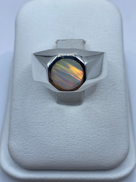Anillo Plata Ópalo de Fuego Multicolor — Sello Taxco .925 — foto 1