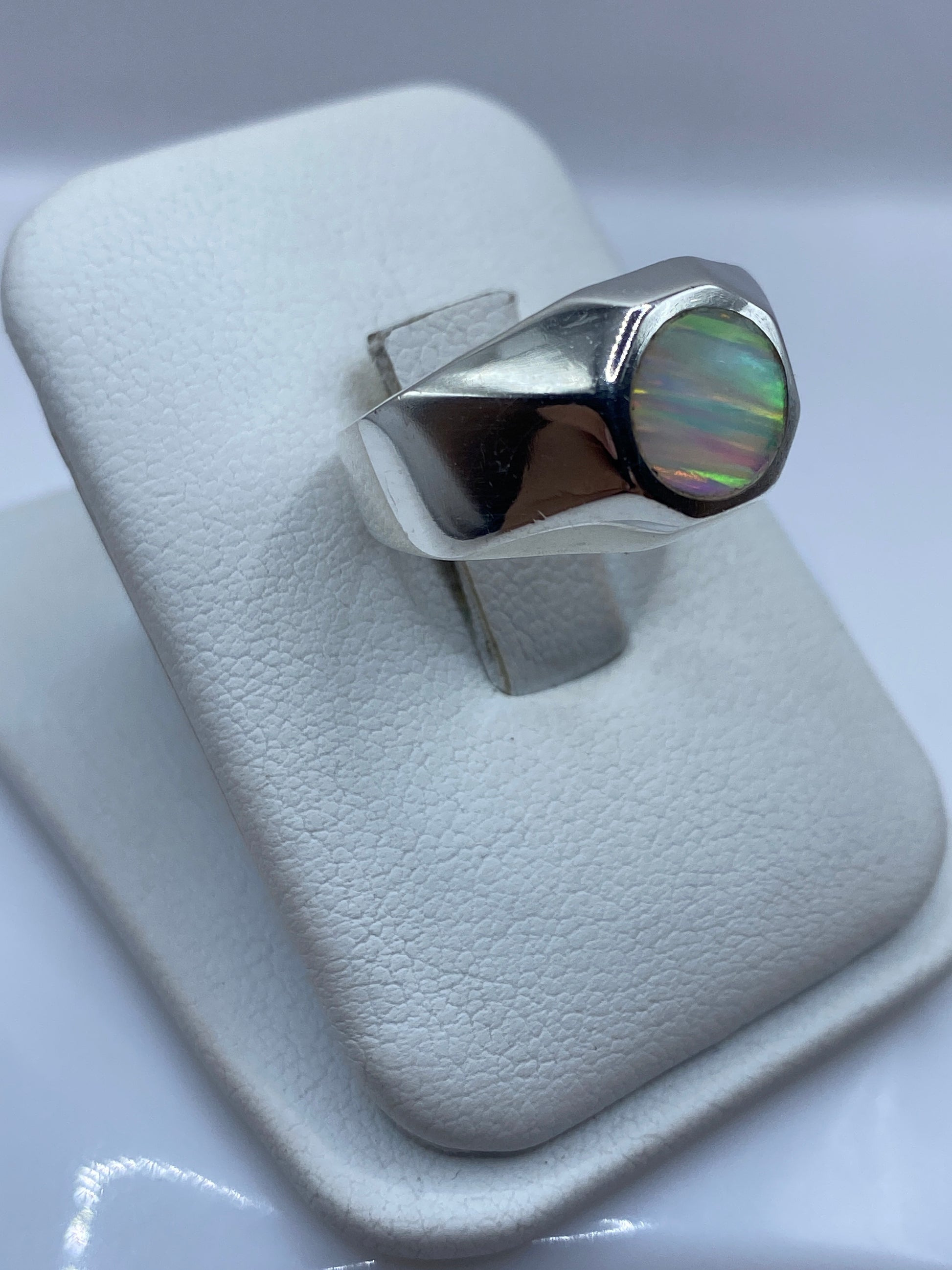 Anillo Plata Ópalo de Fuego Multicolor — Sello Taxco .925 — foto 2