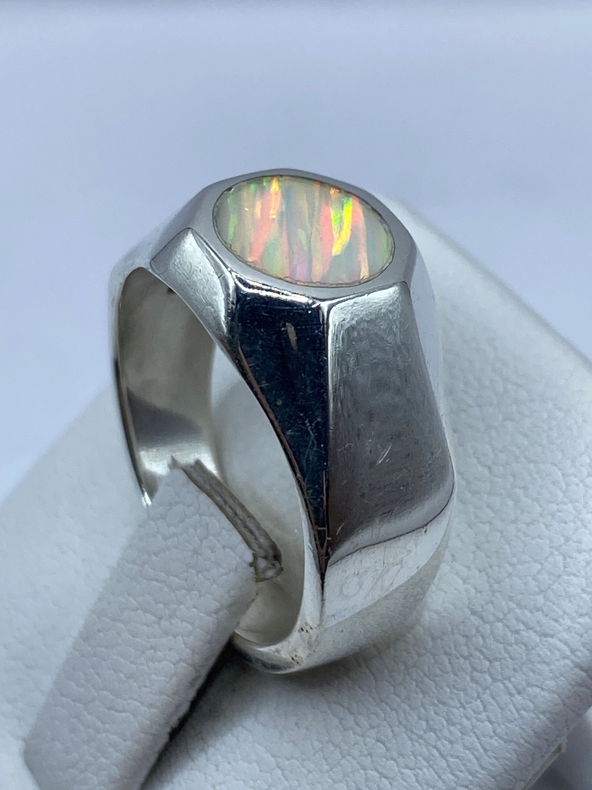 Anillo Plata Ópalo de Fuego Multicolor — Sello Taxco .925 — foto 3