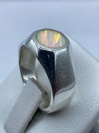 Anillo Plata Ópalo de Fuego Multicolor — Sello Taxco .925 — foto 3