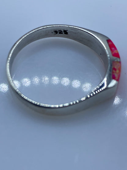 Anillo de Plata con Ópalo de Fuego Rosa — Diseño Minimalista — foto 5