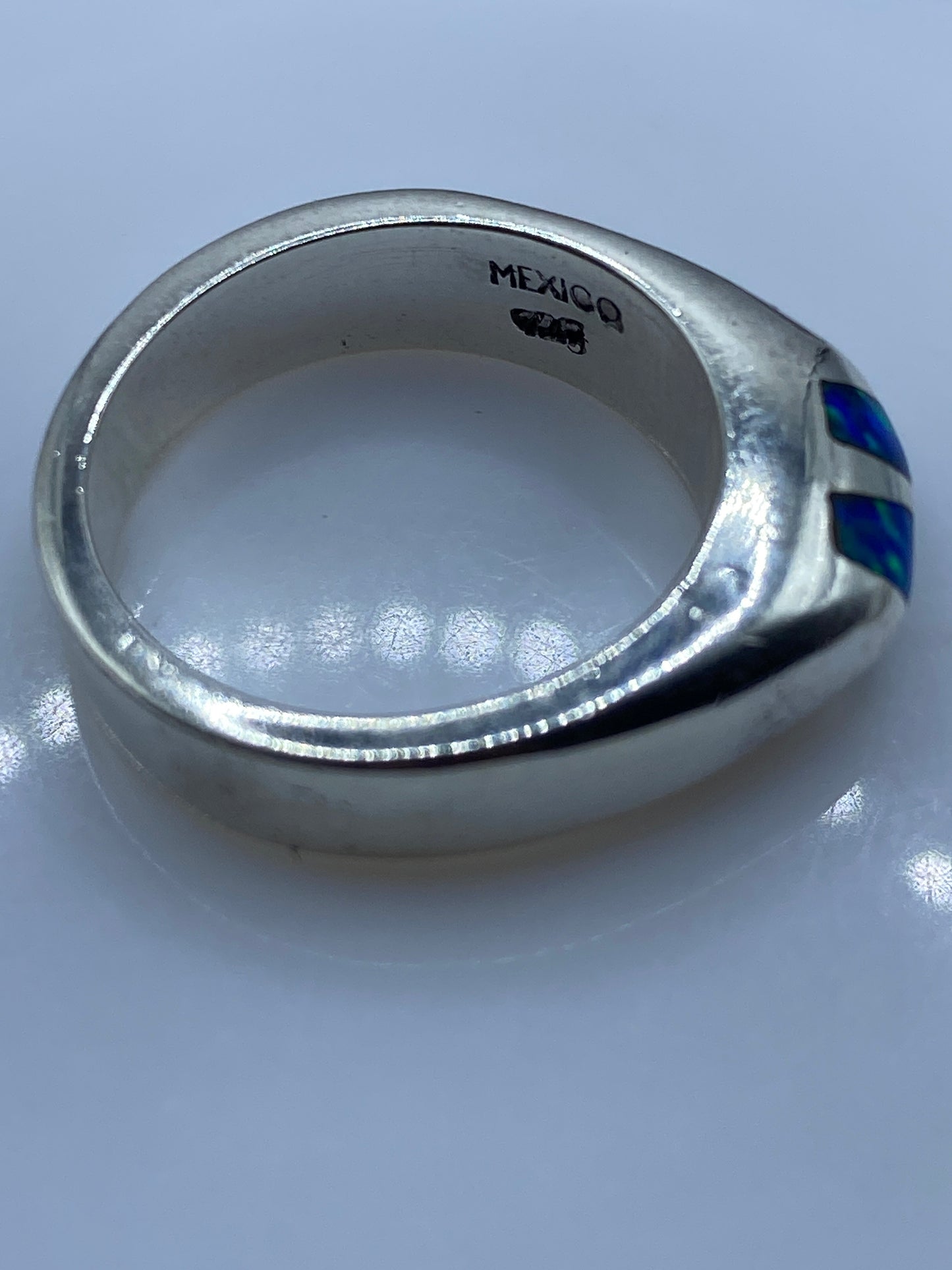Anillo de Plata Ópalo de Fuego Azul — Moderno Taxco — foto 5