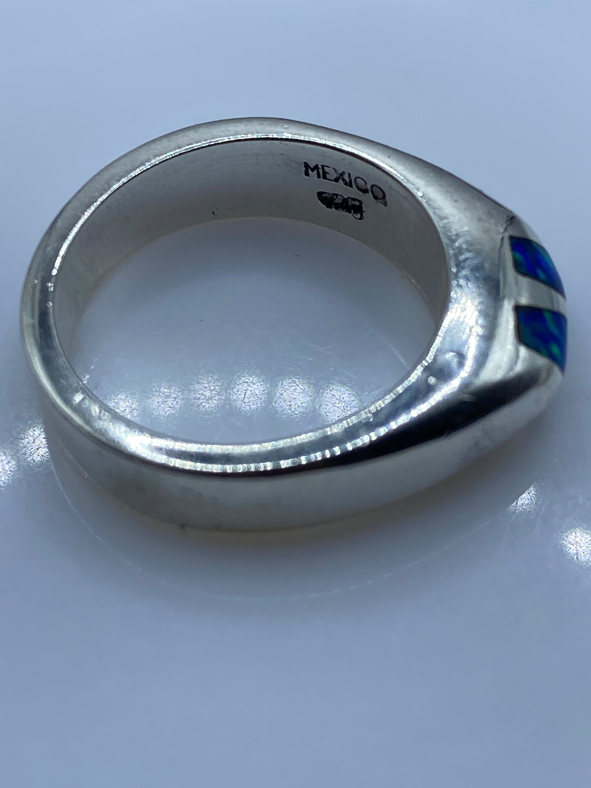 Anillo de Plata Ópalo de Fuego Azul — Moderno Taxco — foto 5