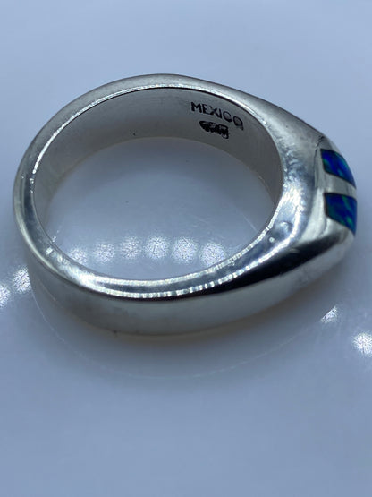 Anillo de Plata Ópalo de Fuego Azul — Moderno Taxco — foto 5