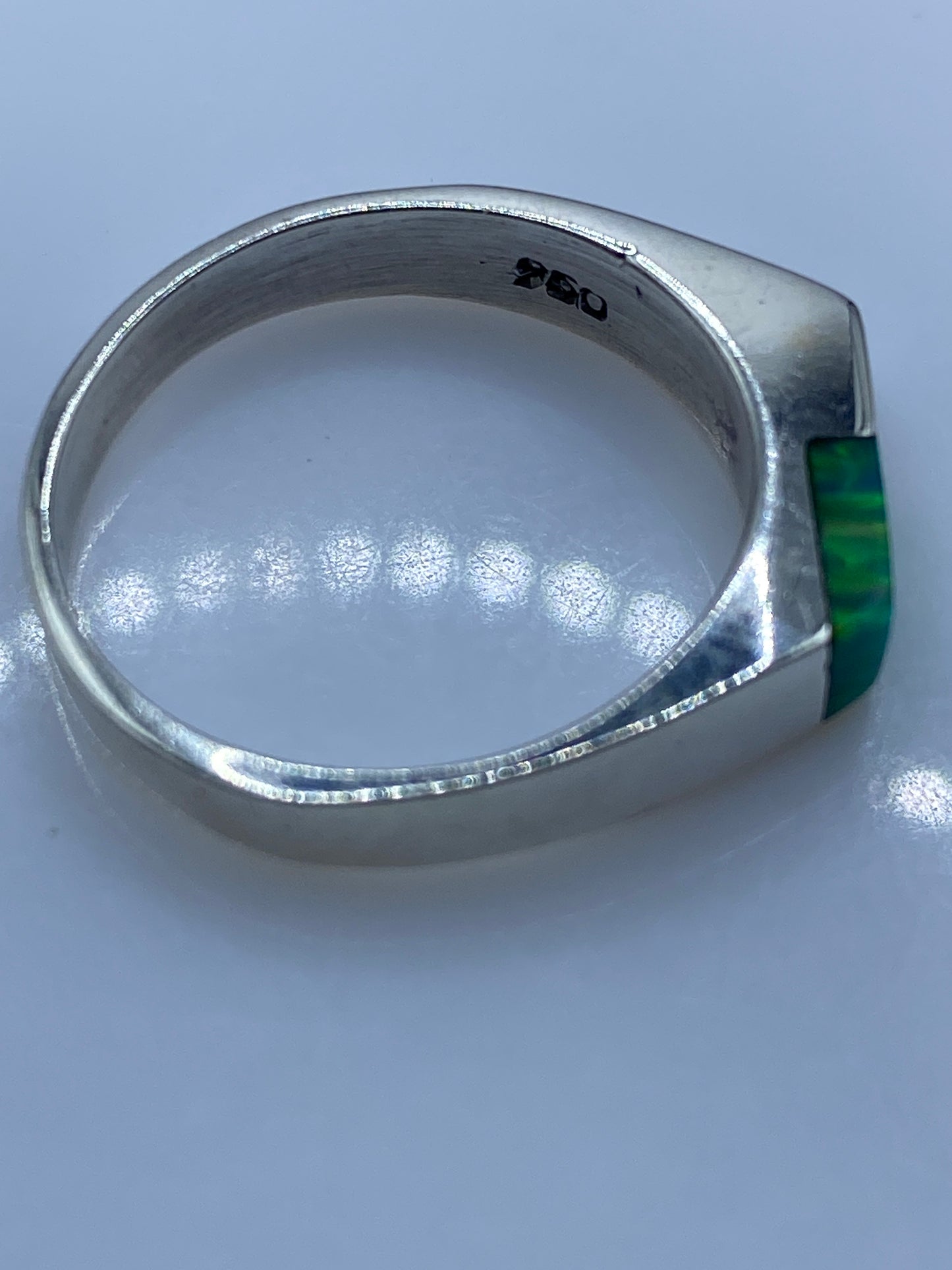 Anillo de Plata Ópalo de Fuego Verde Limón — Geométrico Minimalista — foto 5