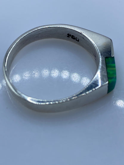 Anillo de Plata Ópalo de Fuego Verde Limón — Geométrico Minimalista — foto 5