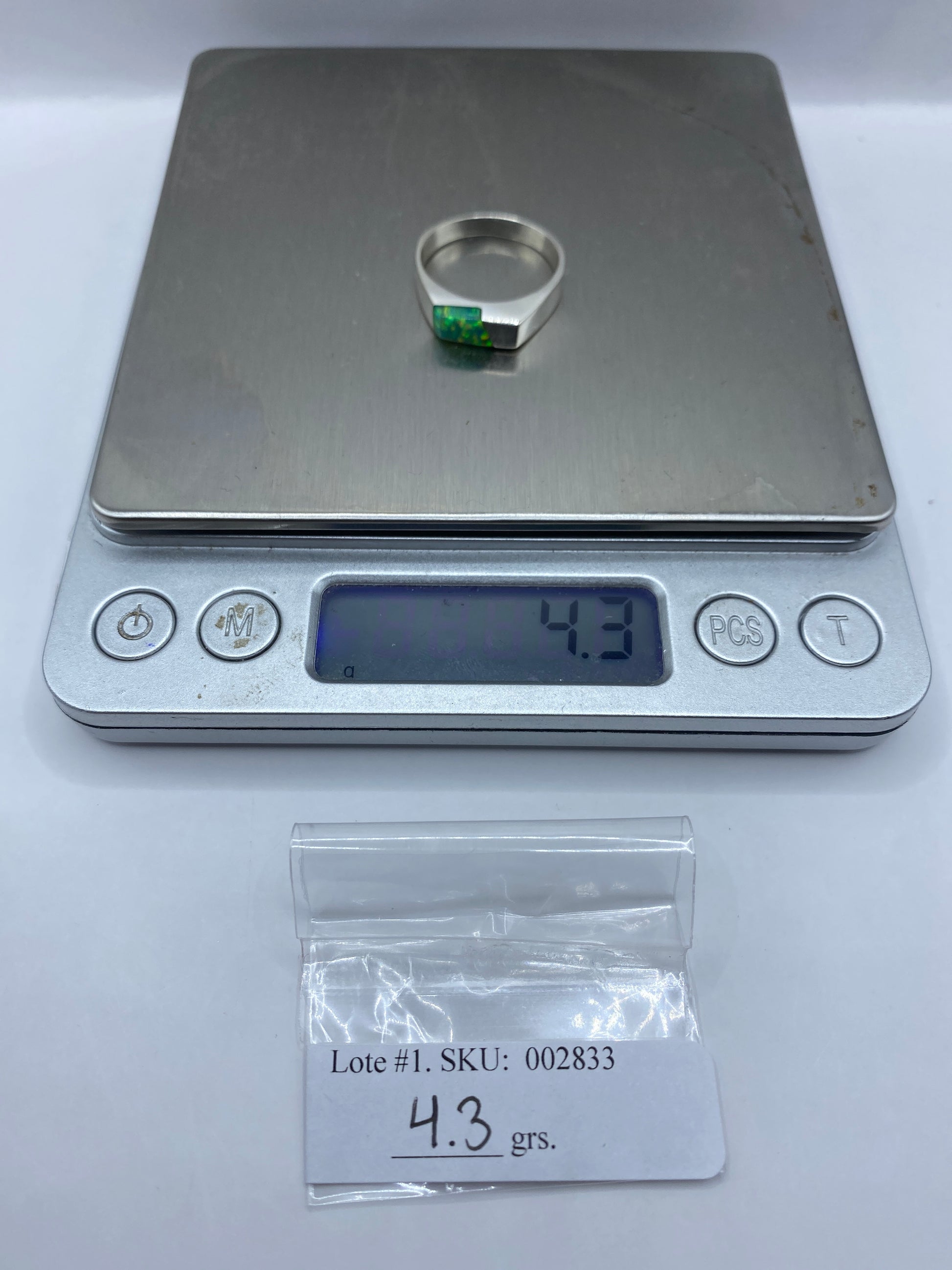 Anillo de Plata Ópalo de Fuego Verde Limón — Geométrico Minimalista — foto 6