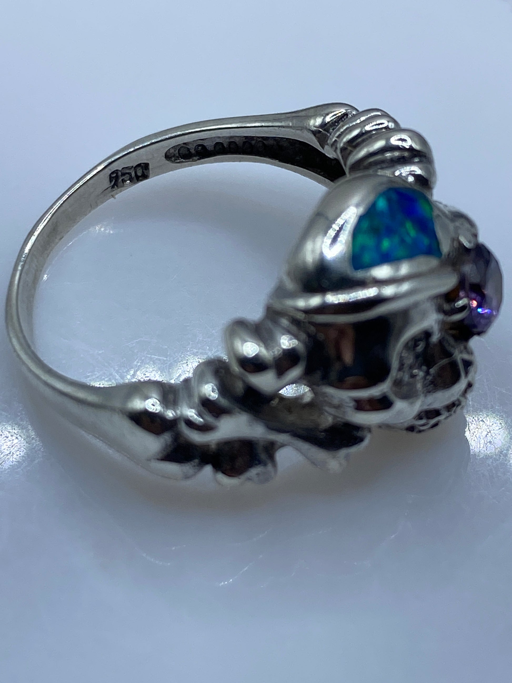 Anillo de Plata Ópalo de Fuego Azul — Diseño Escultural — foto 5