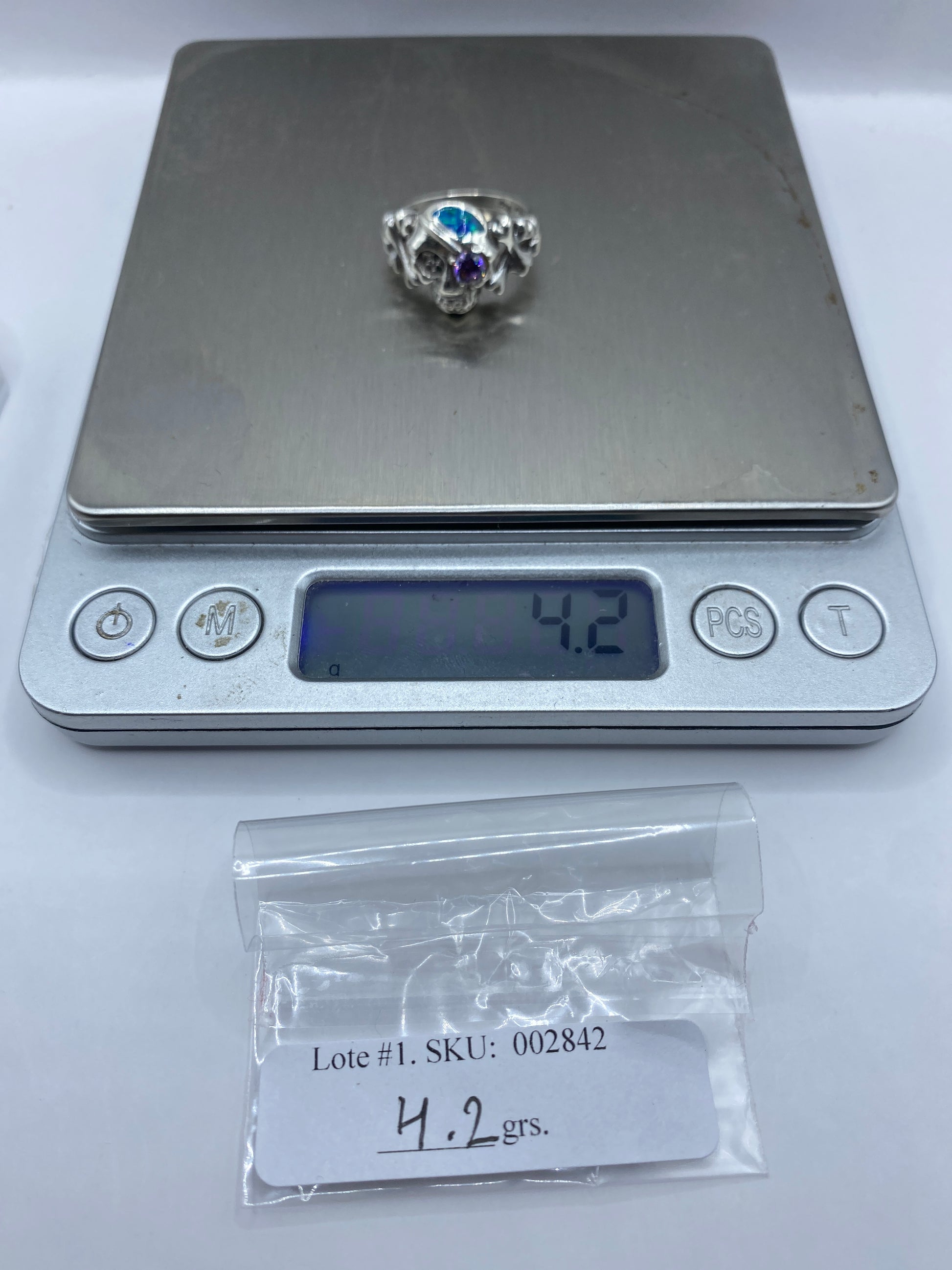 Anillo de Plata Ópalo de Fuego Azul — Diseño Escultural — foto 6