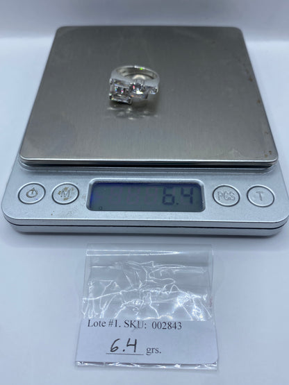 Anillo de Plata Circonia Blanca Asimétrico — Solitario Moderno — foto 6