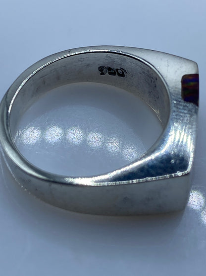 Anillo de Plata Ópalo de Fuego Multicolor — Geométrico Moderno — foto 5