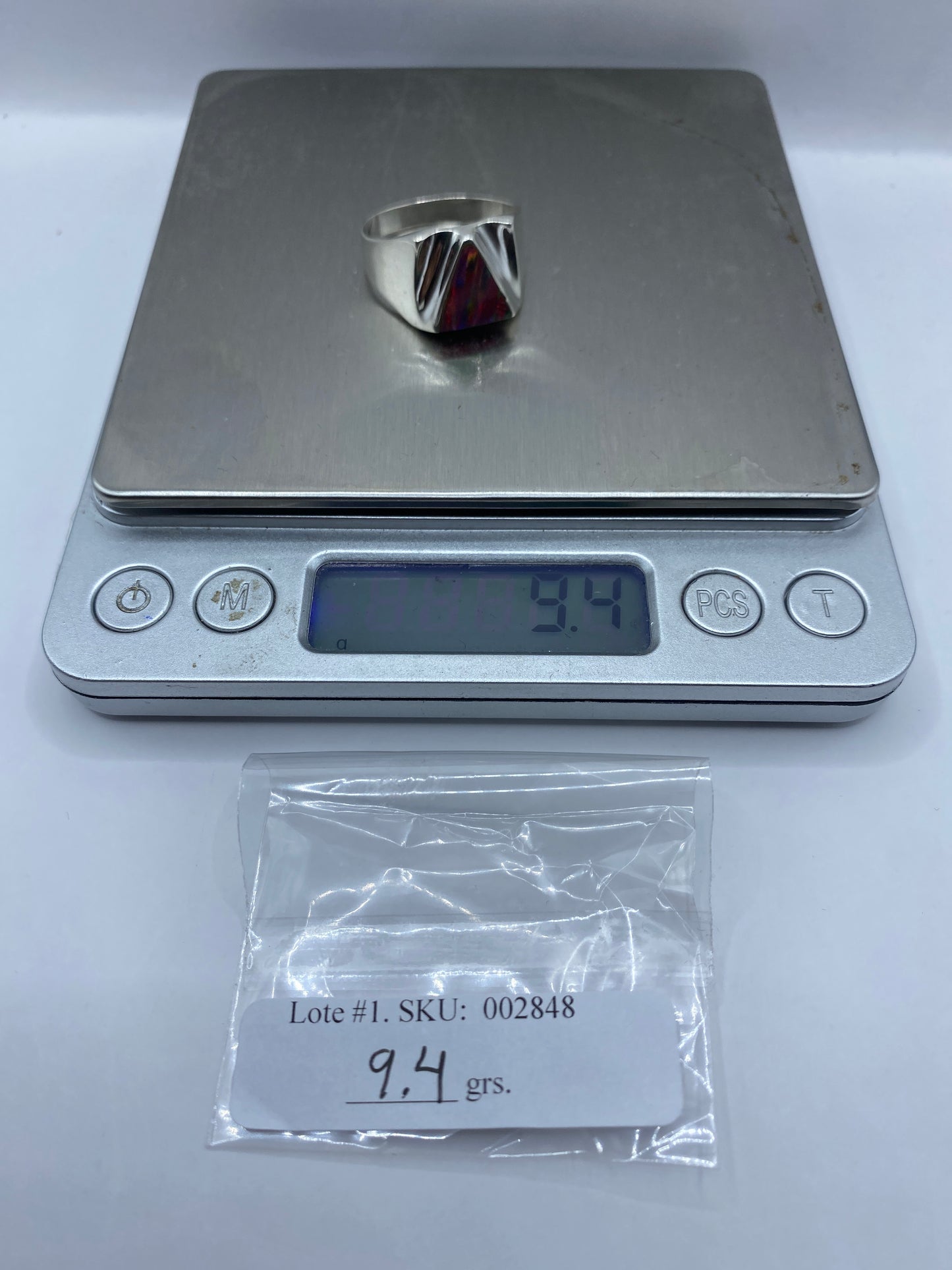 Anillo Plata Ópalo de Fuego Multicolor — Geométrico Moderno — foto 6