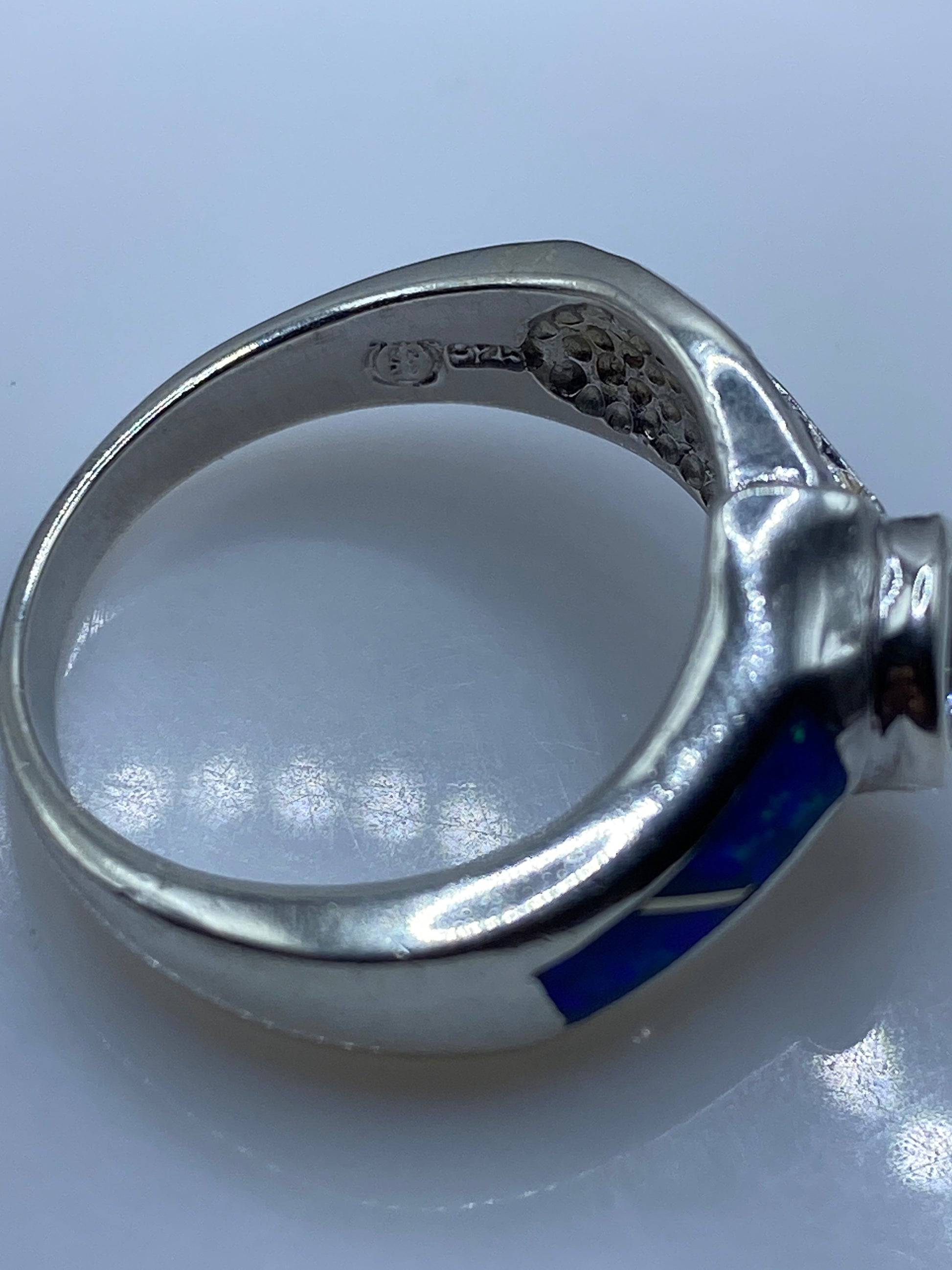 Anillo de Plata .925 Ópalo de Fuego Azul Moderno — foto 5
