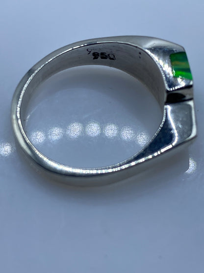 Anillo de Plata Ópalo de Fuego Verde Limón — Minimalista — foto 5