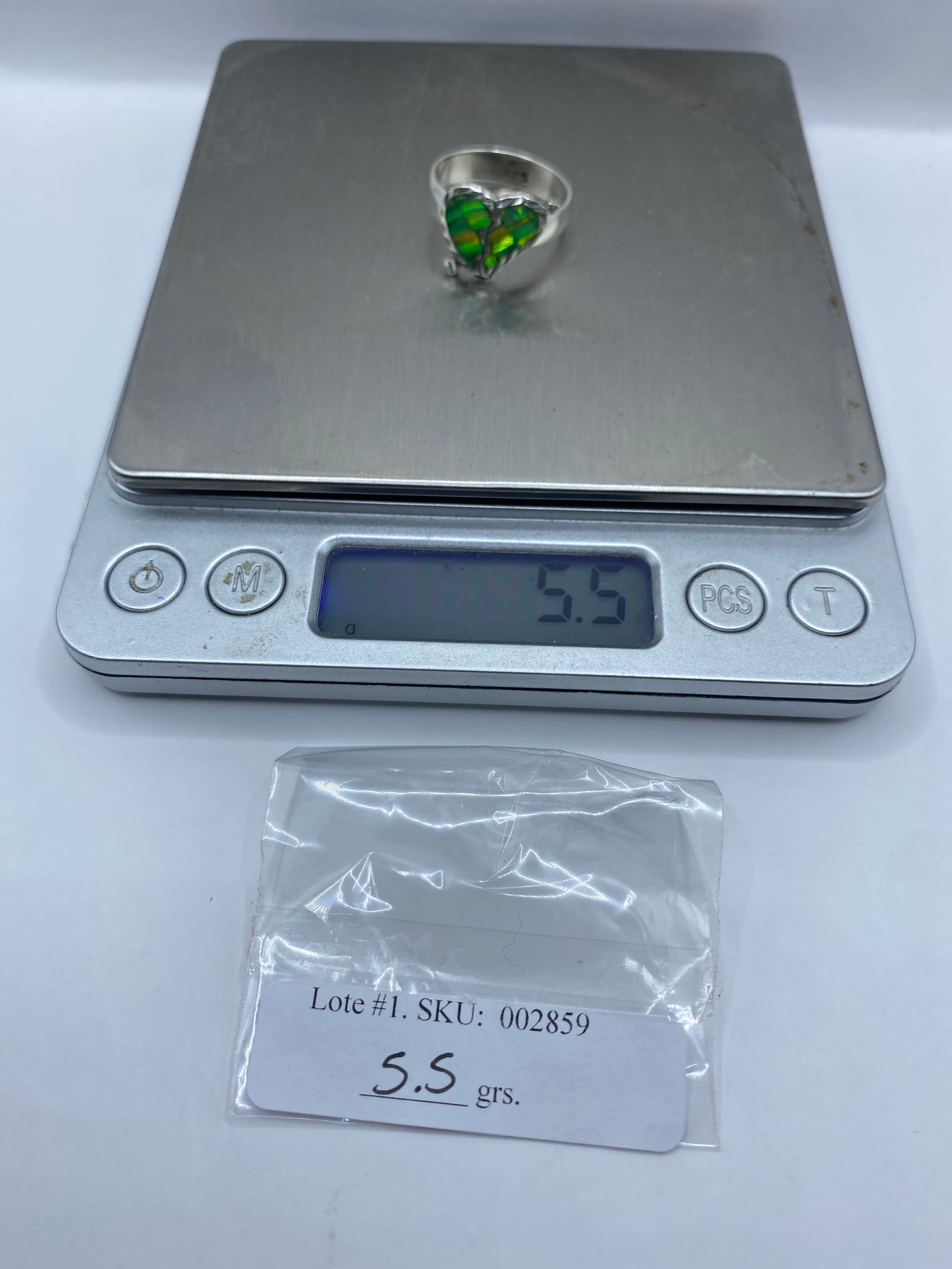 Anillo de Plata Corazón Verde Limón — Circonia Artesanal — foto 6