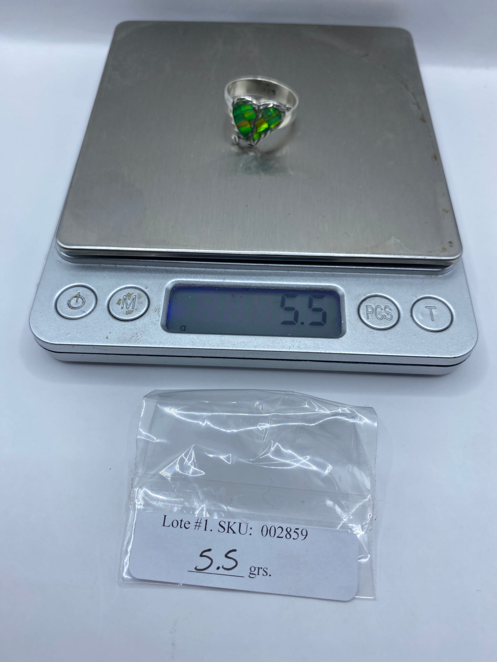 Anillo de Plata Corazón Verde Limón — Circonia Artesanal — foto 6