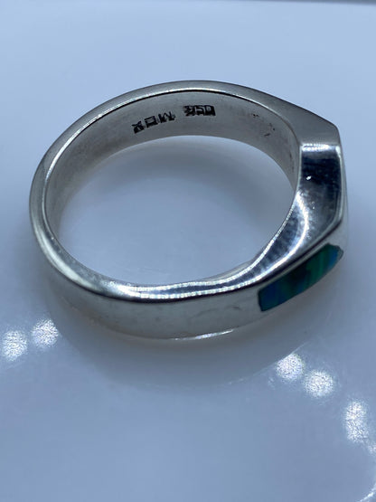 Anillo de Plata Ópalo de Fuego Verde — Solitario Moderno — foto 5