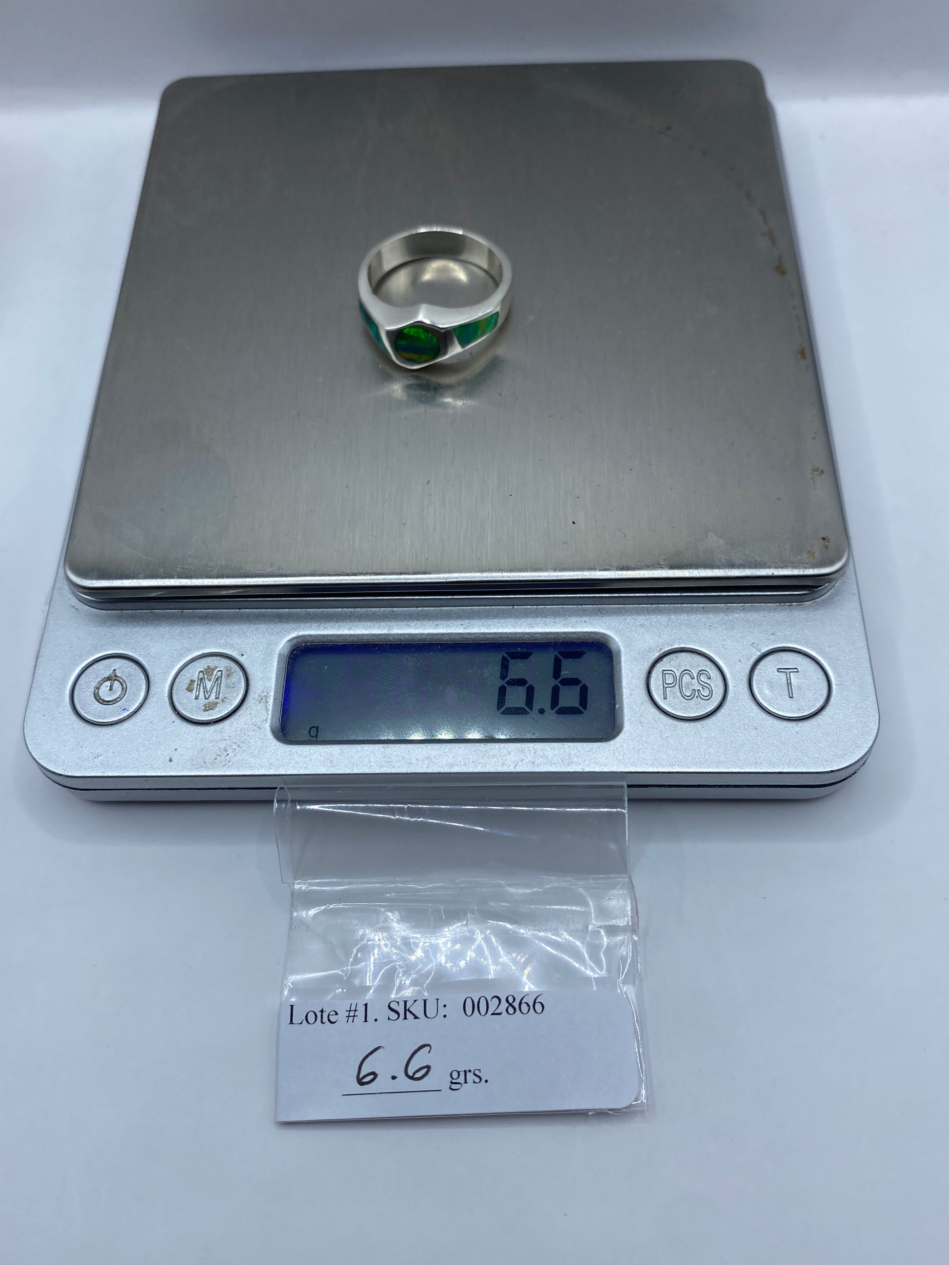 Anillo de Plata Ópalo de Fuego Verde — Solitario Moderno — foto 6