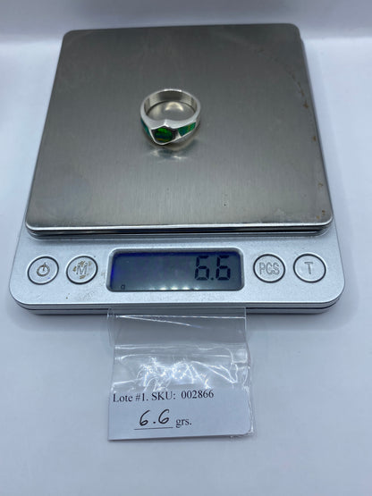 Anillo de Plata Ópalo de Fuego Verde — Solitario Moderno — foto 6