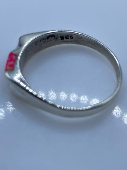 Anillo de Plata Ópalo de Fuego Rosa — Moderno Minimalista — foto 5