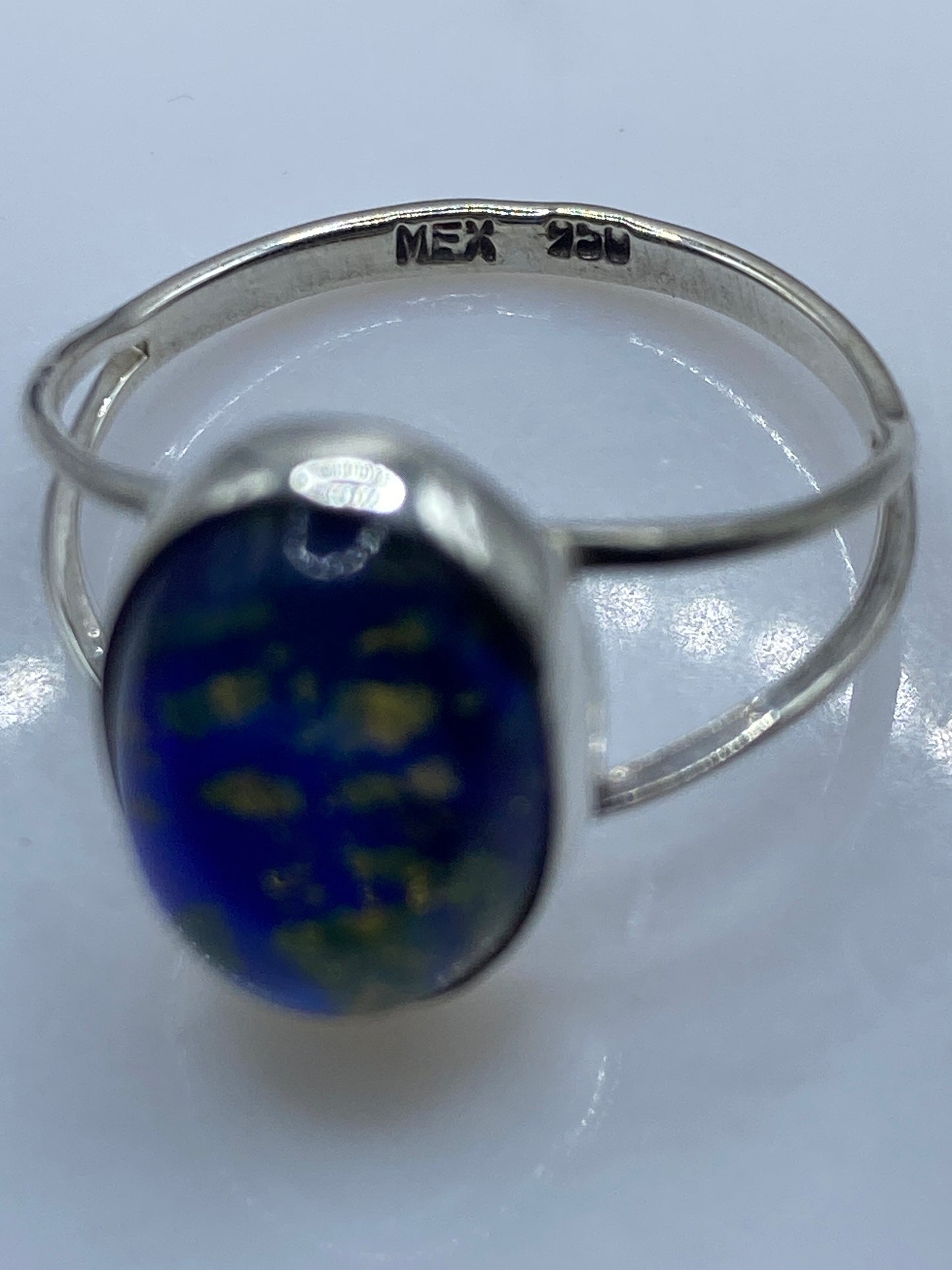 Anillo de Plata .950 Lapislázuli Azul — Solitario Minimalista — foto 5