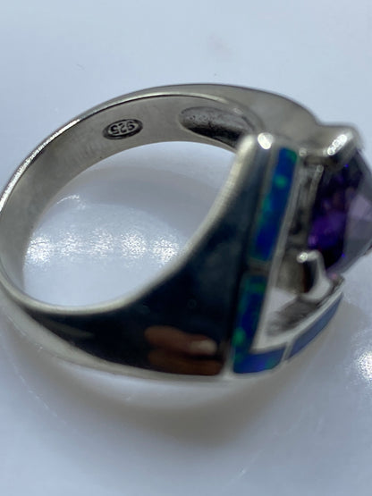 Anillo de Plata Ópalo de Fuego Azul — Ajustable Unisex — foto 5