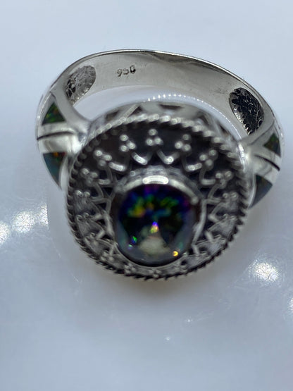 Anillo Ópalo de Fuego Multicolor Plata .950 — Etnique — foto 5