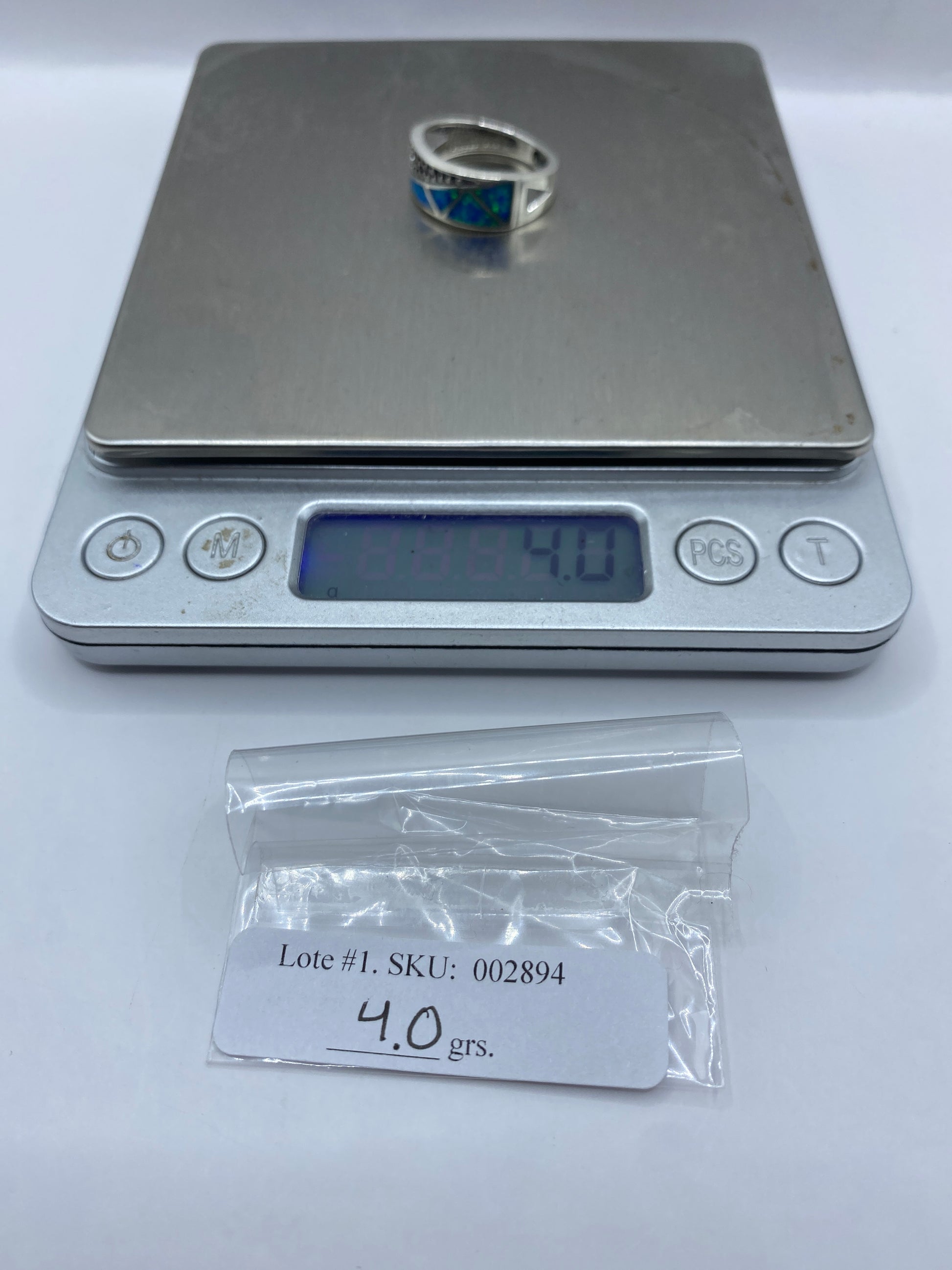 Anillo Plata Ópalo de Fuego Azul — Geométrico Moderno — foto 6