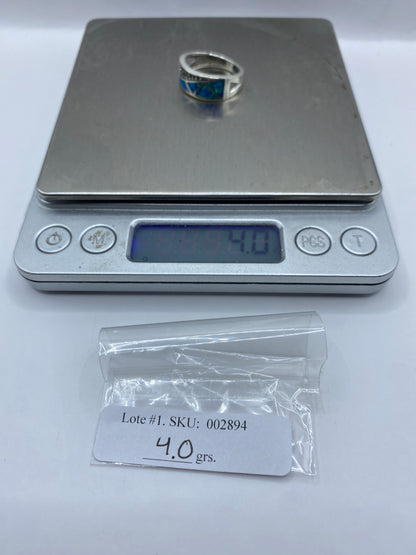 Anillo Plata Ópalo de Fuego Azul — Geométrico Moderno — foto 6