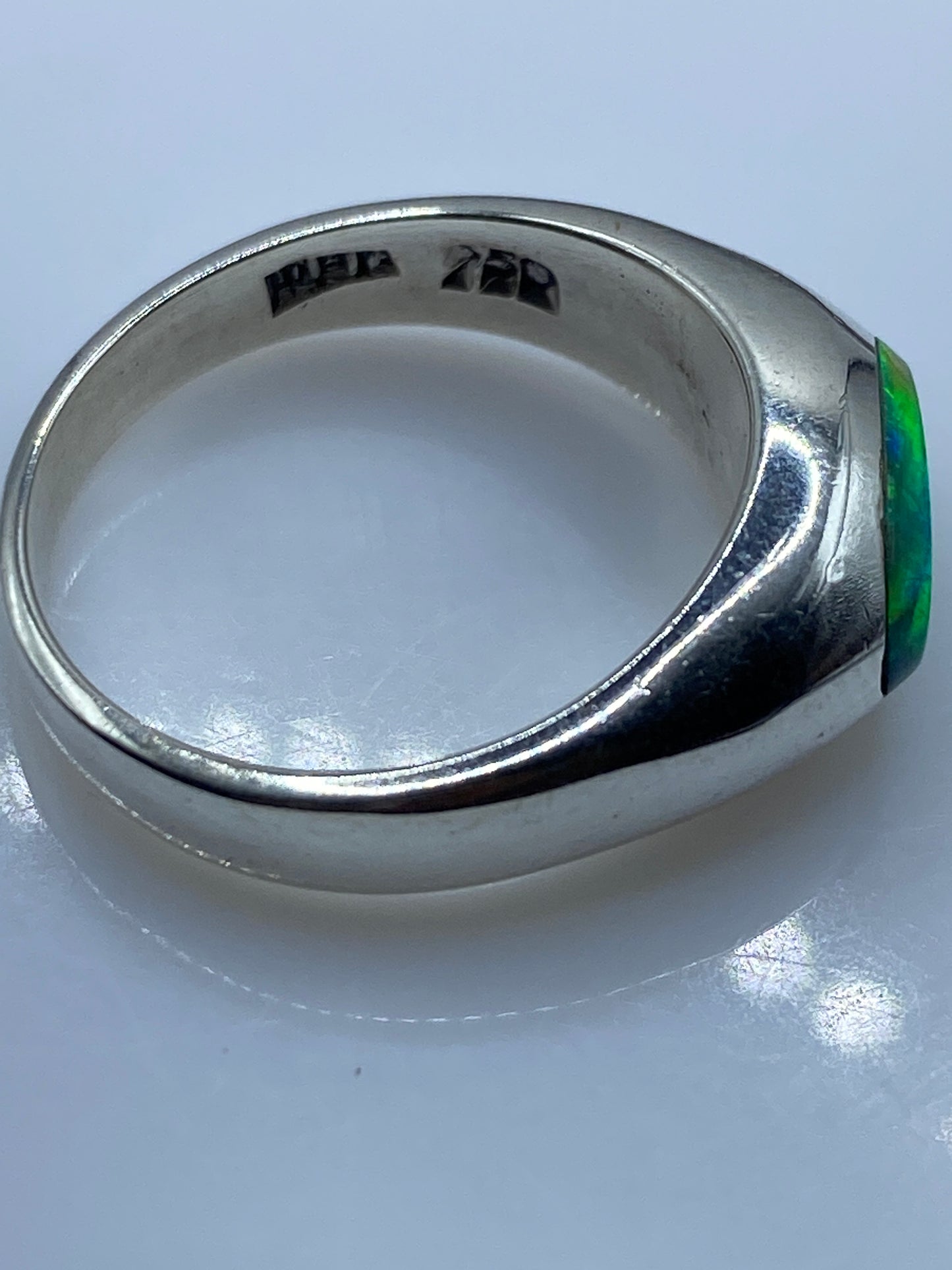 Anillo de Plata Ópalo de Fuego Verde Solitario — foto 5