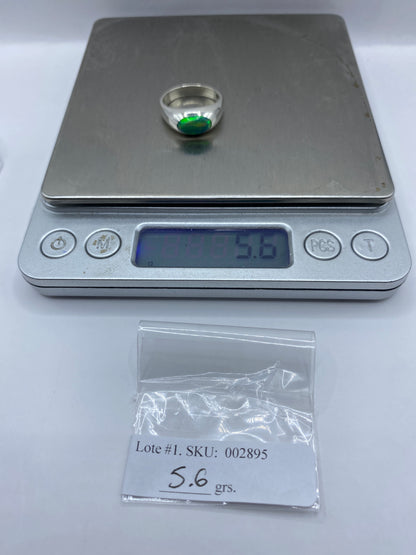 Anillo de Plata Ópalo de Fuego Verde Solitario — foto 6