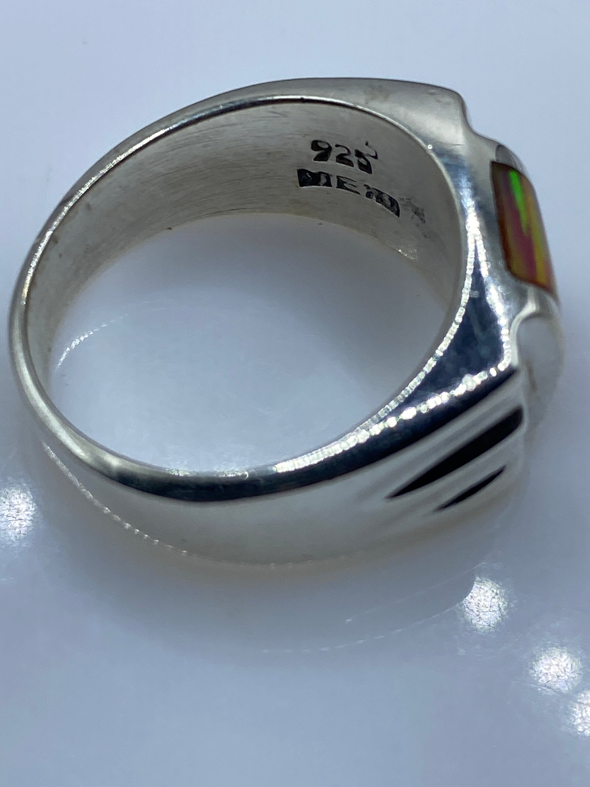 Anillo Plata Ópalo de Fuego Multicolor — Diseño Arquitectónico — foto 5