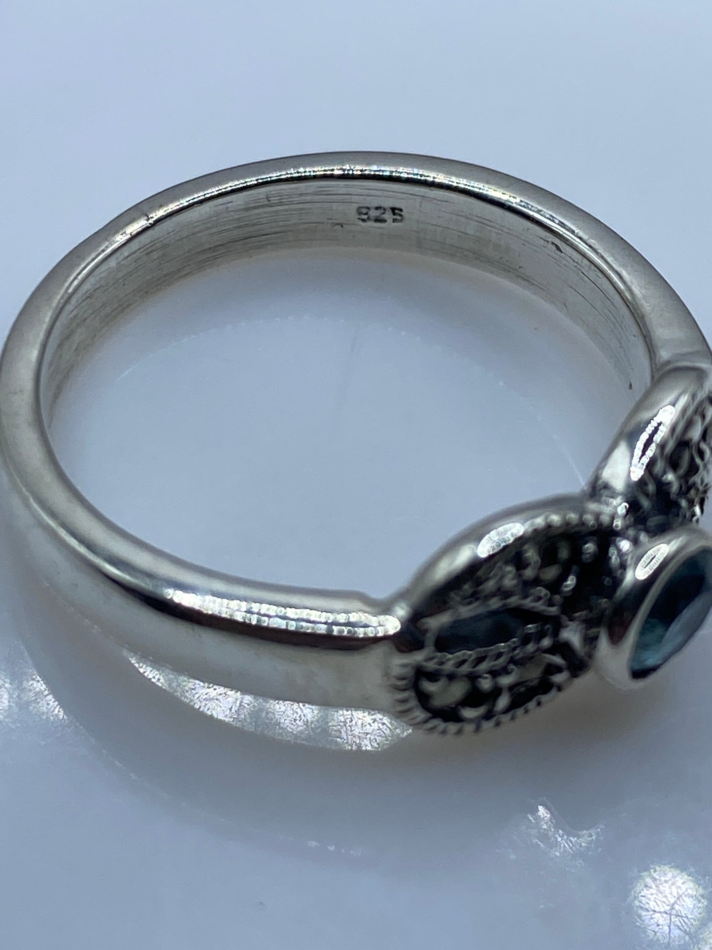 Anillo Plata Circonia Azul Vintage — Solitario Taxco — foto 5