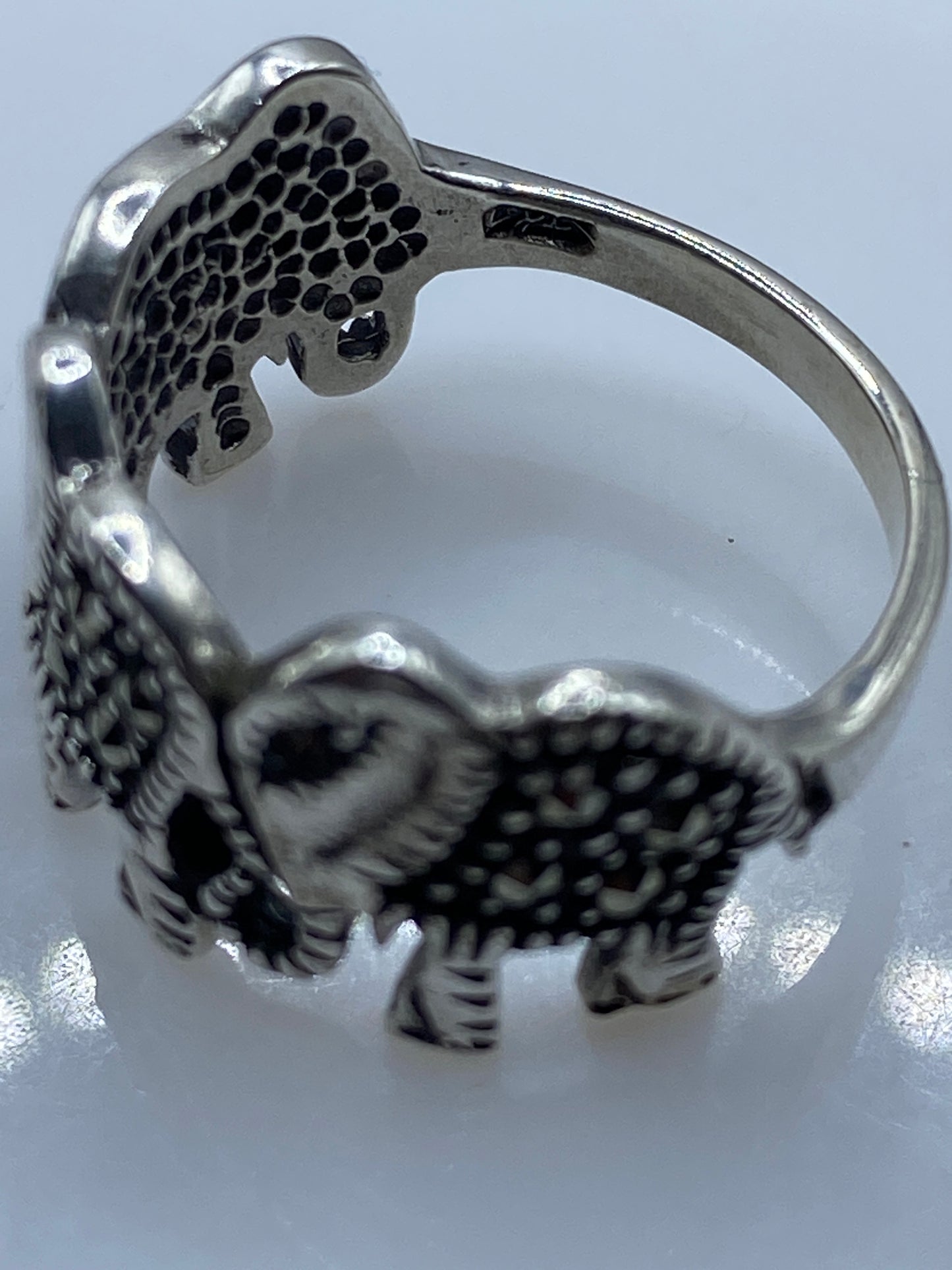 Anillo Plata Elefantes Grabados — Diseño Étnico Taxco — foto 5