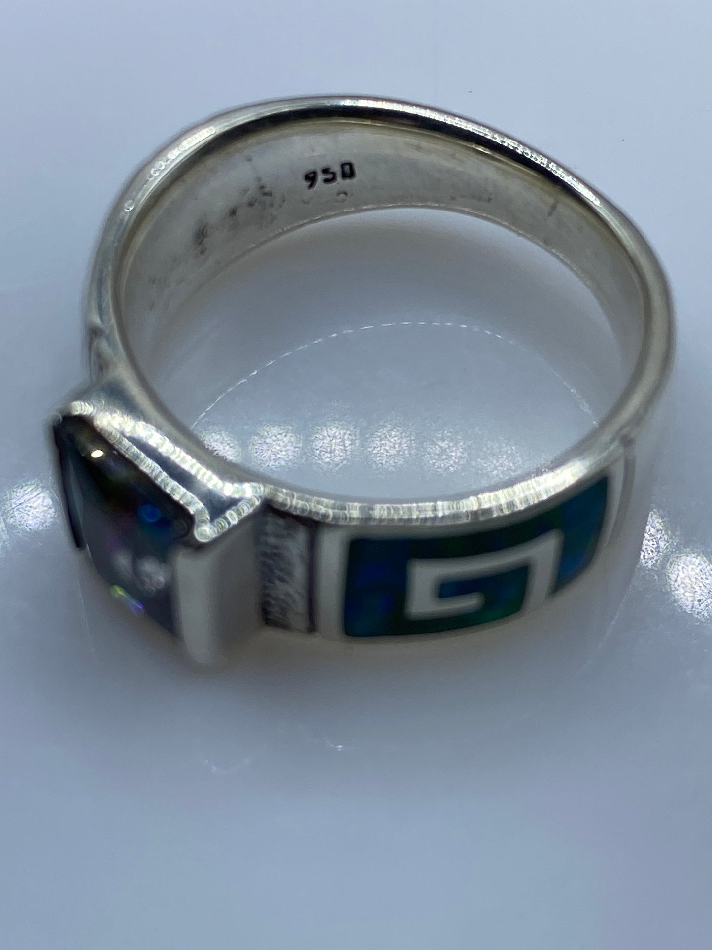 Anillo Plata .950 Ópalo de Fuego Verde Limón — Geométrico — foto 5