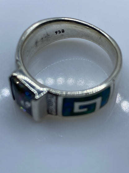 Anillo Plata .950 Ópalo de Fuego Verde Limón — Geométrico — foto 5