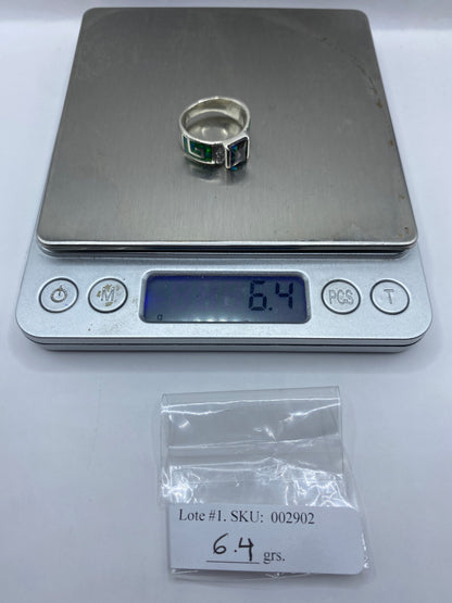 Anillo Plata .950 Ópalo de Fuego Verde Limón — Geométrico — foto 6